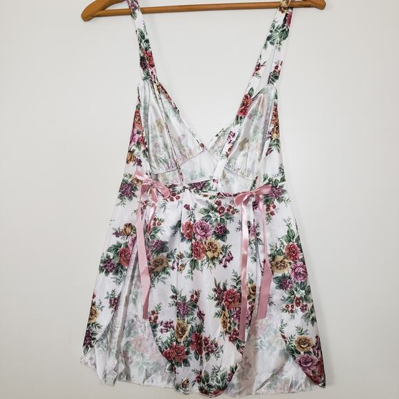 Vintage Romantic Floral Chemise & Panties Sexy Set Bows Size Large - Picture 2 of 8